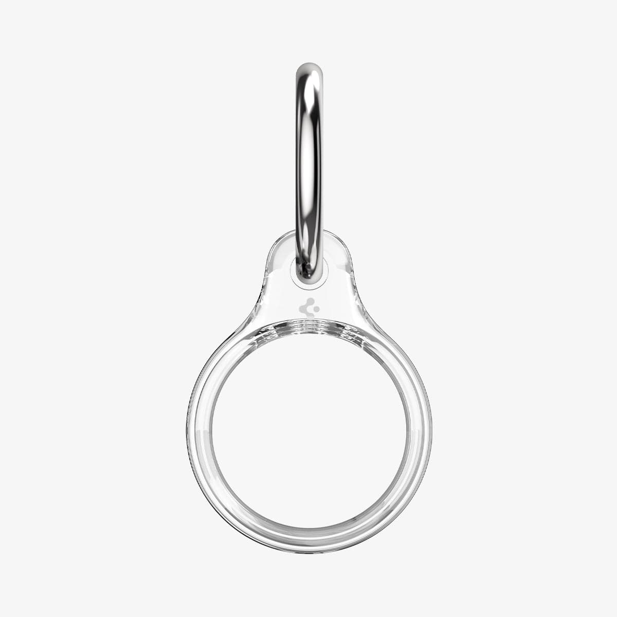AHP03124 - Apple AirTag Case Ultra Hybrid in crystal clear showing the front with keyring on