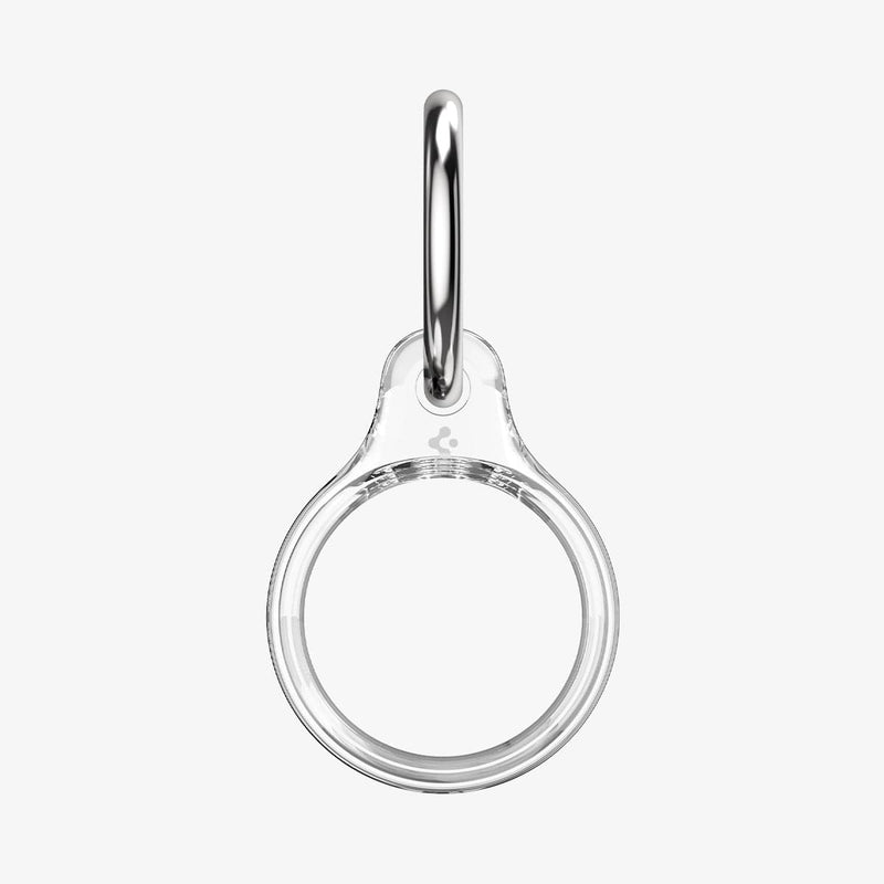 AHP03124 - Apple AirTag Case Ultra Hybrid in crystal clear showing the front with keyring on