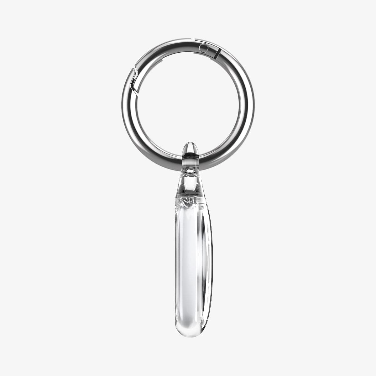 AHP03124 - Apple AirTag Case Ultra Hybrid in crystal clear showing the side with keyring