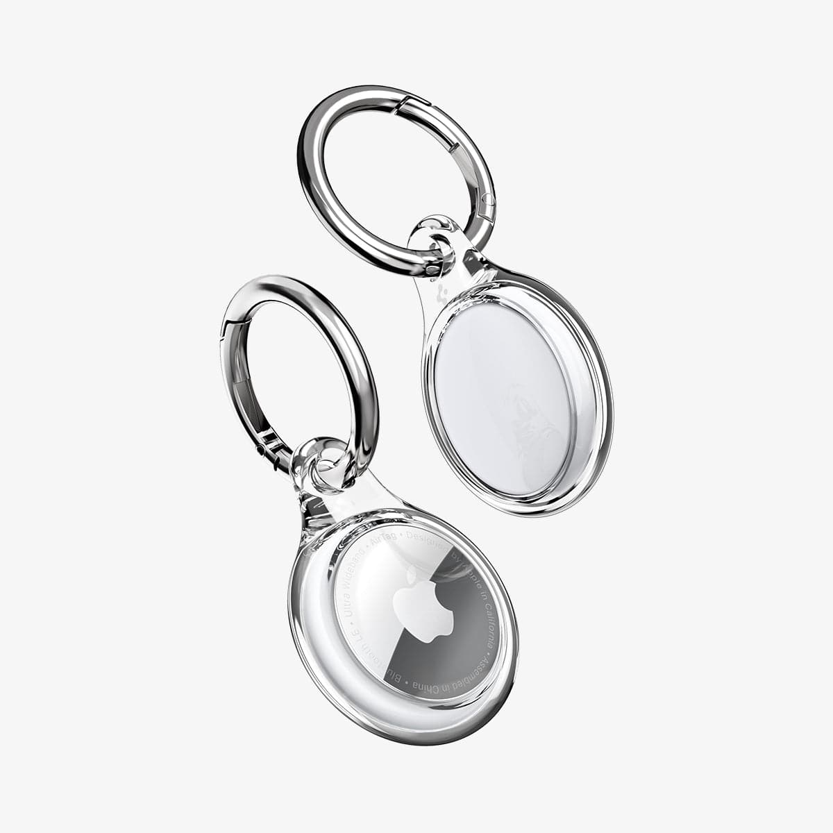 AHP03124 - Apple AirTag Case Ultra Hybrid in crystal clear showing the front and back