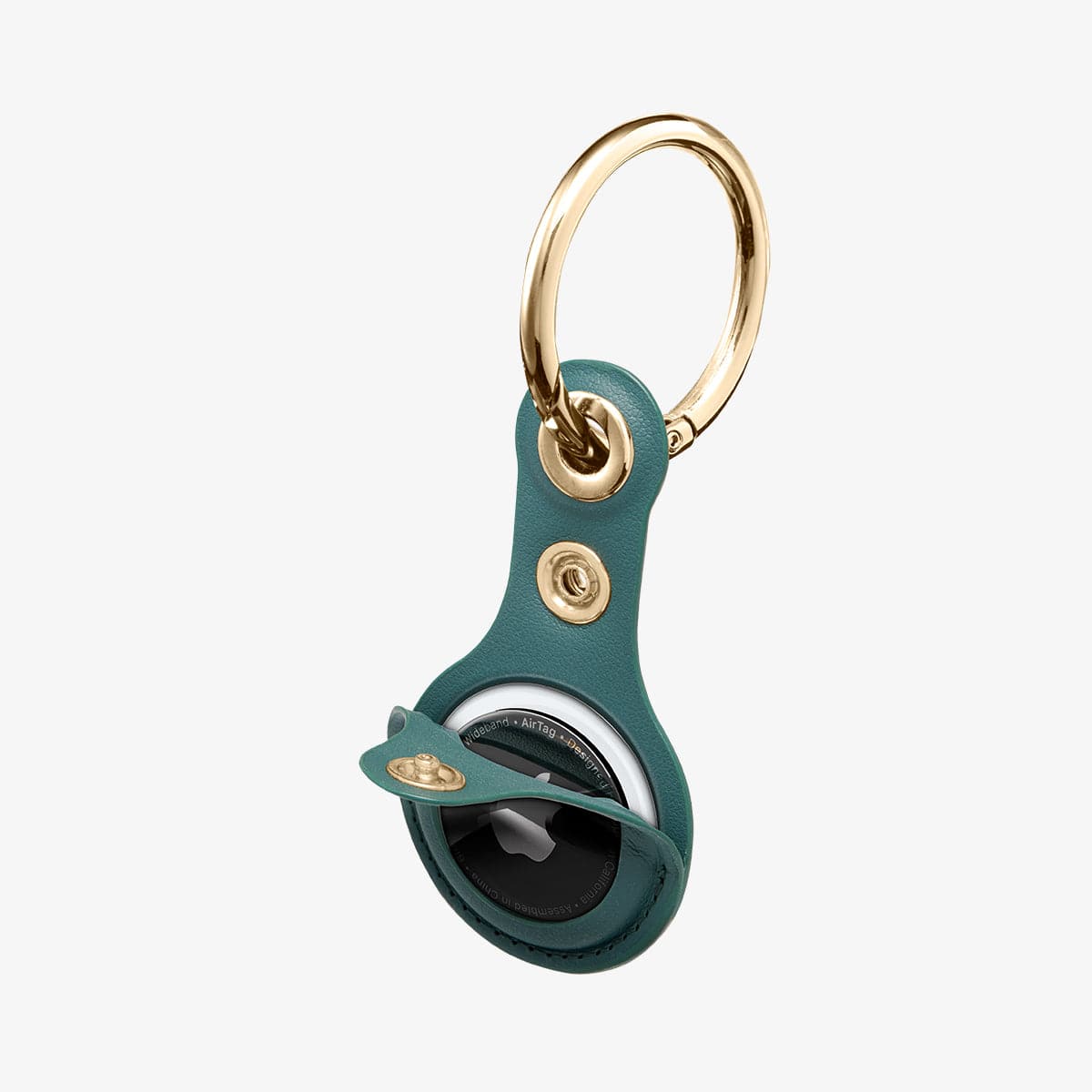 AHP03356 - AirTag Case Valentinus in midnight green showing the back with case unbuttoned