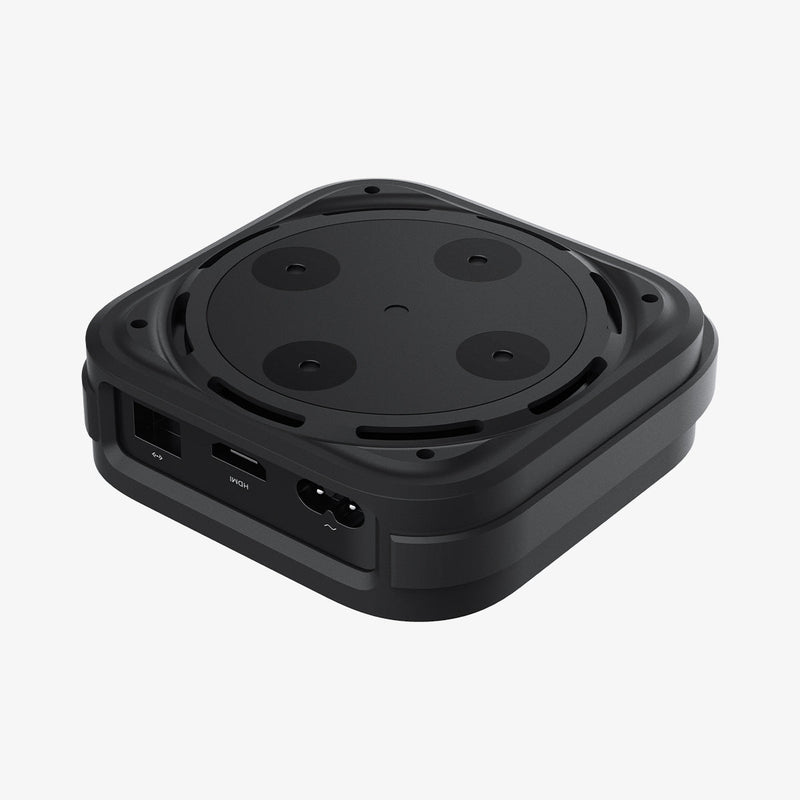 AMP03785 - Apple TV 4K Mount Silicone Fit in black showing the bottom and side