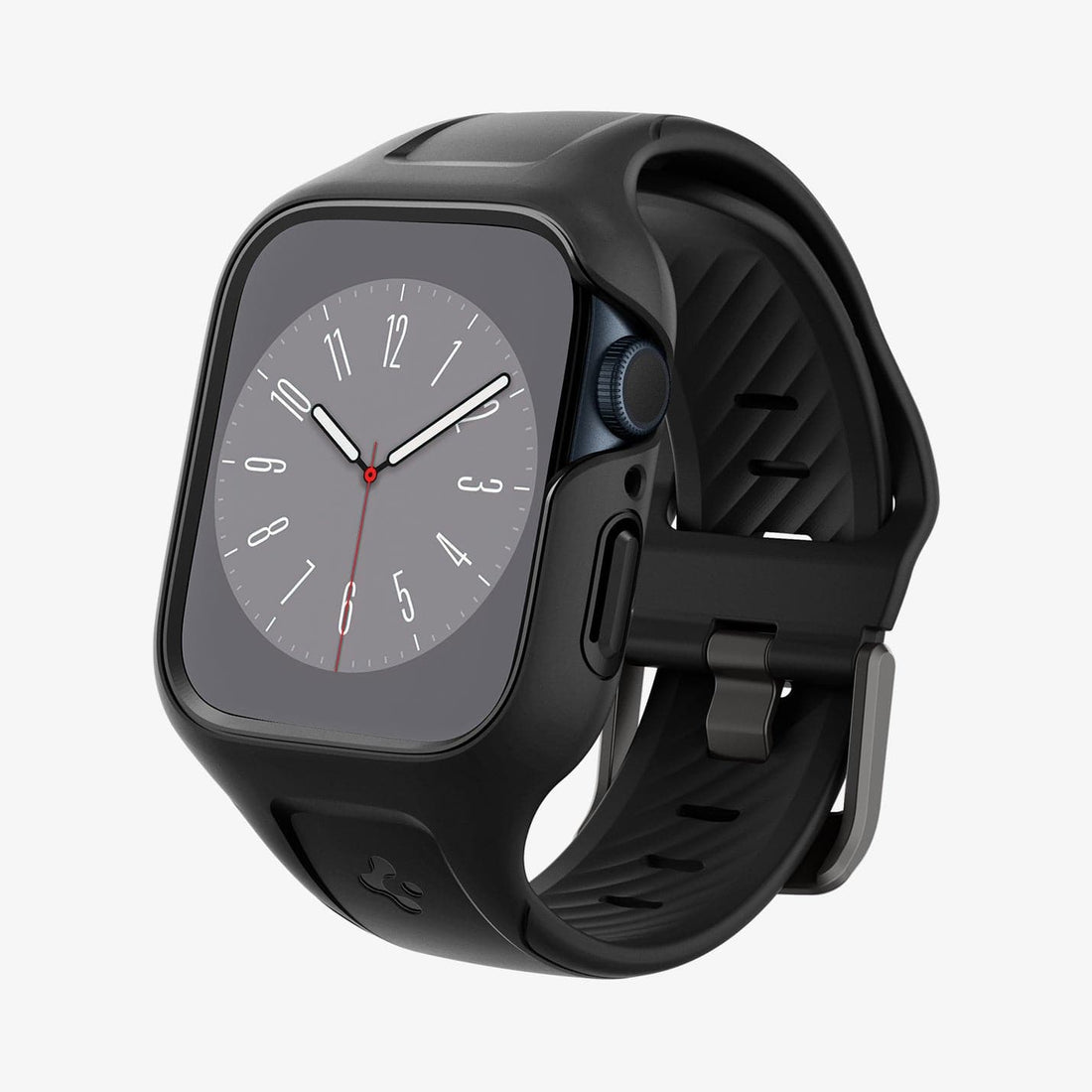 ACS04190 - Apple Watch Series (41mm) Case Liquid Air Pro in black showing the front and partial inside of band