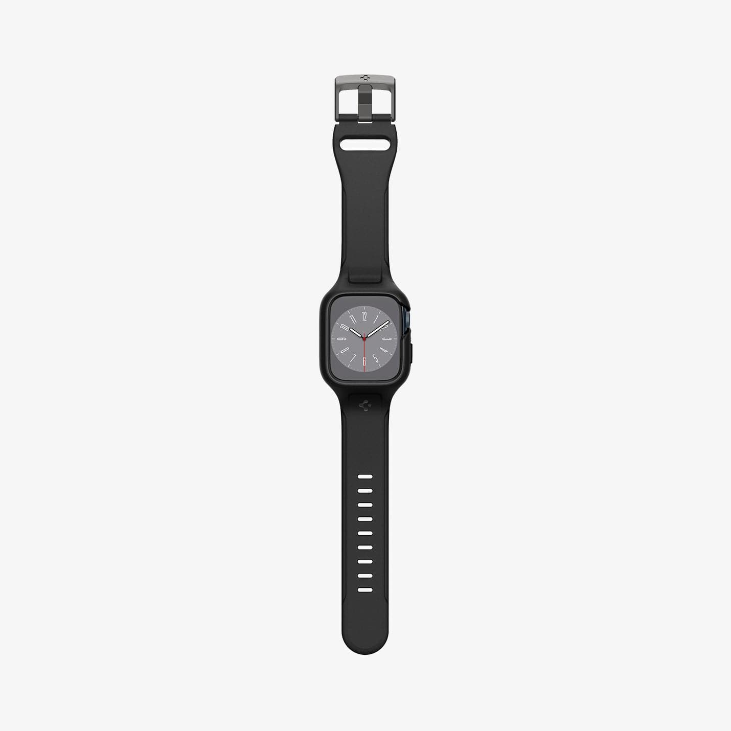 ACS04190 - Apple Watch Series (41mm) Case Liquid Air Pro in black showing the front with watch band laid out flat