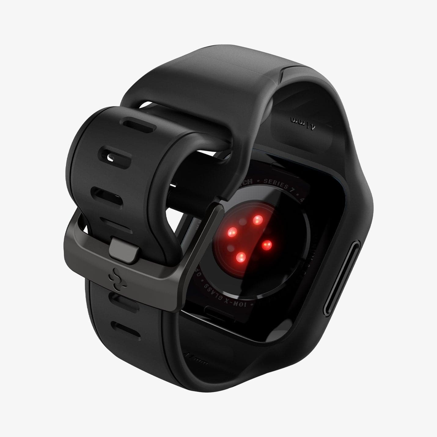 ACS04190 - Apple Watch Series (41mm) Case Liquid Air Pro in black showing the back and inside of band