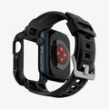 ACS00546 - Apple Watch Series (Apple Watch (41mm)) Case Rugged Armor Pro in black showing the back with watch face hovering away from band