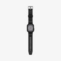 ACS00546 - Apple Watch Series (Apple Watch (41mm)) Case Rugged Armor Pro in black showing the front with watch band laid out flat