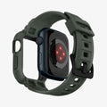 ACS00547 - Apple Watch Series (Apple Watch (41mm)) Case Rugged Armor Pro in military green showing the back with watch face hovering away from band