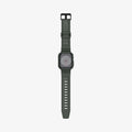 ACS00547 - Apple Watch Series (Apple Watch (41mm)) Case Rugged Armor Pro in military green showing the front with watch band laid out flat