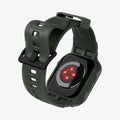 ACS00547 - Apple Watch Series (Apple Watch (41mm)) Case Rugged Armor Pro in military green showing the back and inside of band