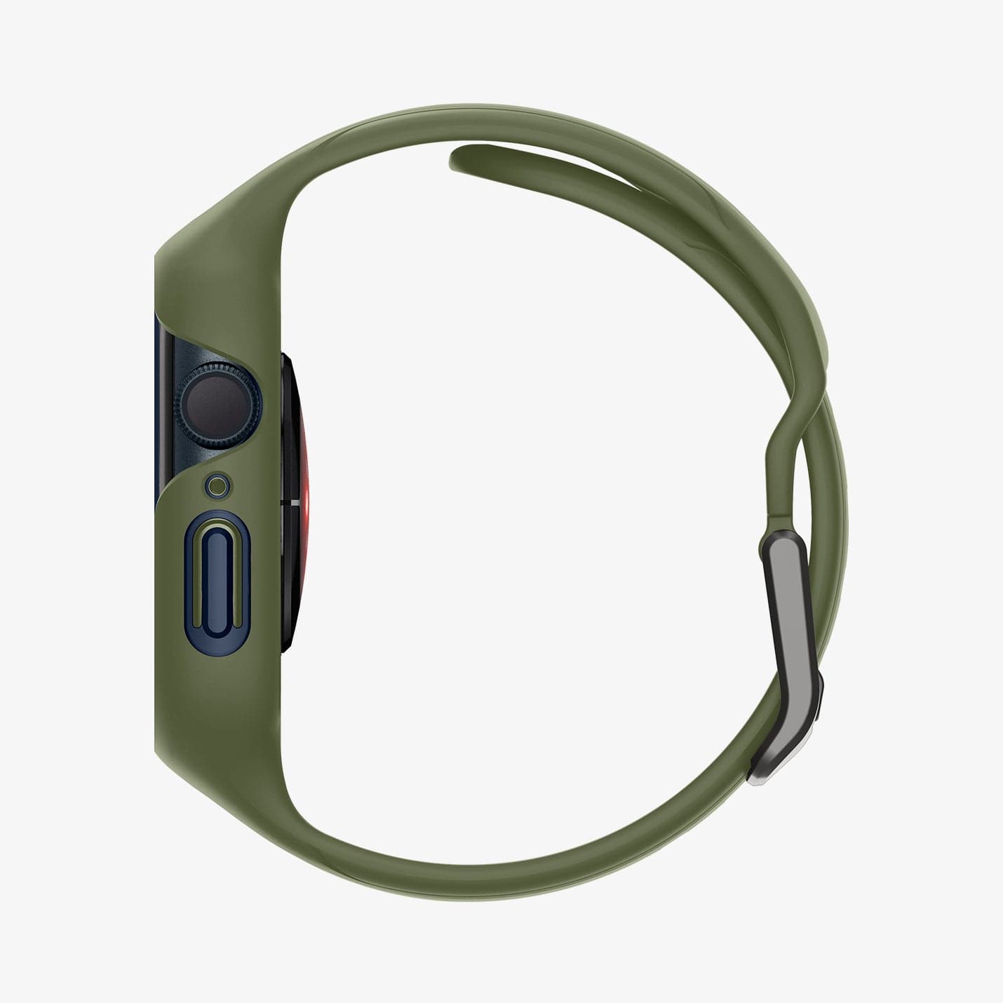 ACS04408 - Apple Watch Series (45mm) Case Liquid Air Pro in moss green showing the side