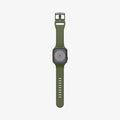 ACS04408 - Apple Watch Series (45mm) Case Liquid Air Pro in moss green showing the front with watch band laid out flat