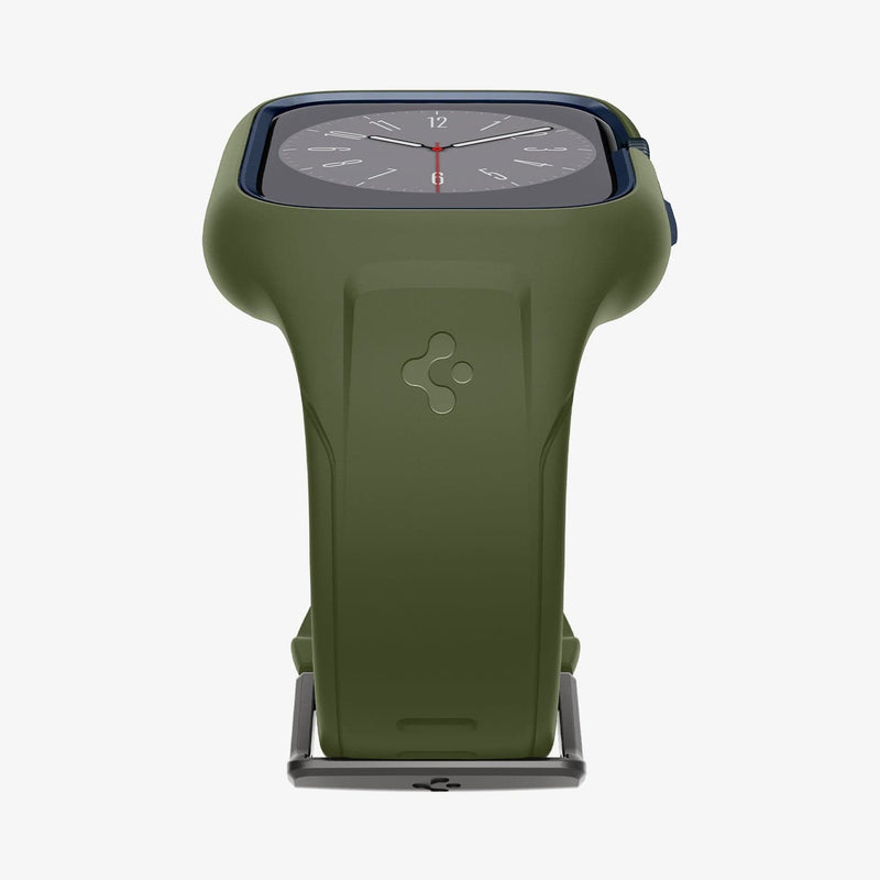 ACS04408 - Apple Watch Series (45mm) Case Liquid Air Pro in moss green showing the bottom and partial front