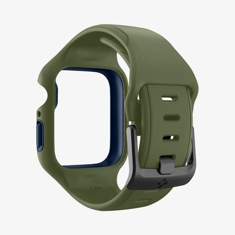ACS04408 - Apple Watch Series (45mm) Case Liquid Air Pro in moss green showing the back with no watch face