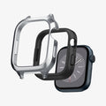 ACS04584 - Apple Watch Series (Apple Watch (45mm)) Case Metal Fit Pro in silver showing the multiple layers of case hovering in front of watch face