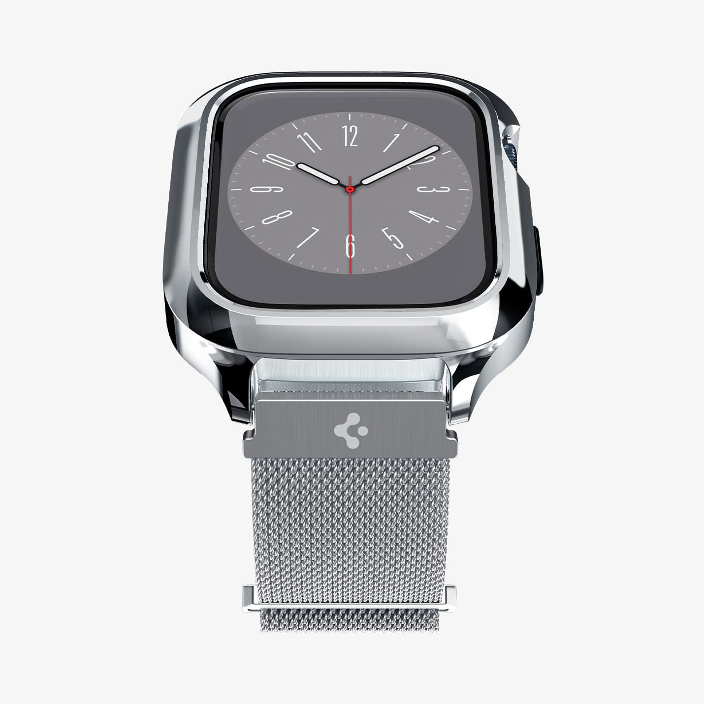 ACS04584 - Apple Watch Series (Apple Watch (45mm)) Case Metal Fit Pro in silver showing the bottom and front