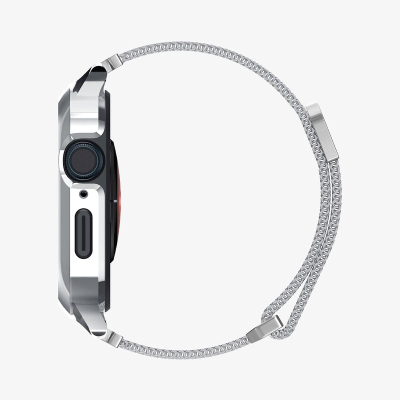 ACS04584 - Apple Watch Series (Apple Watch (45mm)) Case Metal Fit Pro in silver showing the side