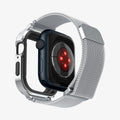 ACS04584 - Apple Watch Series (Apple Watch (45mm)) Case Metal Fit Pro in silver showing the back with watch face hovering away from band