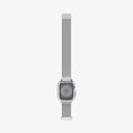 ACS04584 - Apple Watch Series (Apple Watch (45mm)) Case Metal Fit Pro in silver showing the front with watch band laid out flat