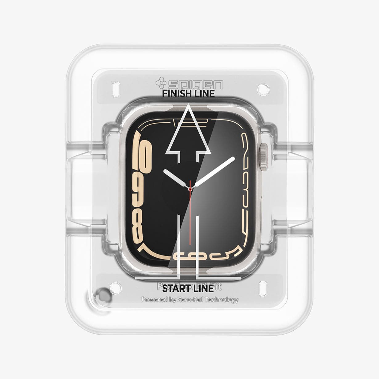 AFL04052 - Apple Watch Series (41mm) Screen Protector ProFlex EZ Fit showing the front with watch face installed in ez fit tray