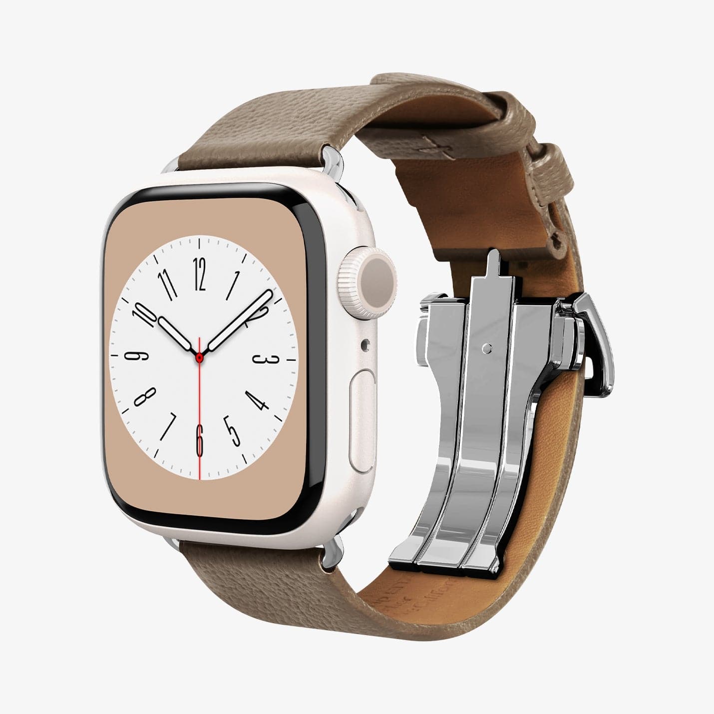 AMP06930 - Apple Watch (41mm)/Apple Watch (38mm) in etoupe showing the front and inside of band