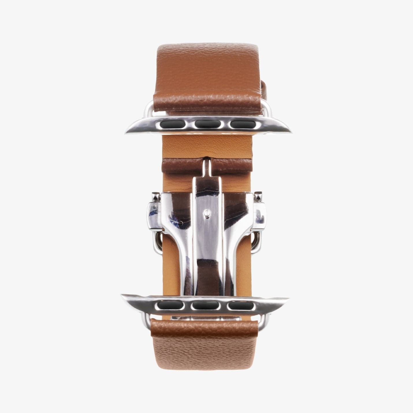 AMP06927 - Apple Watch Series (Apple Watch (49mm)/Apple Watch (45mm)/Apple Watch (42mm)) Watch Band Enzo in classic brown showing the front with no watch face inserted