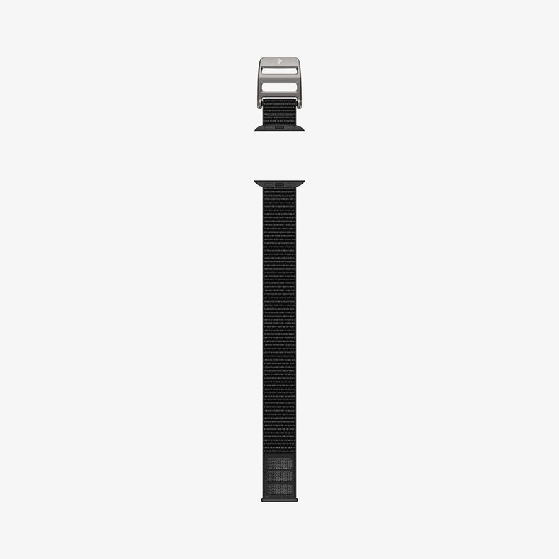 AMP02465 - Apple Watch Series (Apple Watch (49mm)/Apple Watch (45mm)/Apple Watch (42mm)) Watch Band DuraPro Flex in black showing the watch band laid out flat