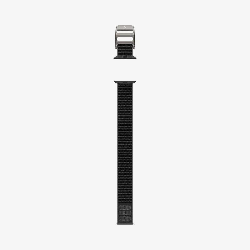 AMP02465 - Apple Watch Series (Apple Watch (49mm)/Apple Watch (45mm)/Apple Watch (42mm)) Watch Band DuraPro Flex in black showing the watch band laid out flat
