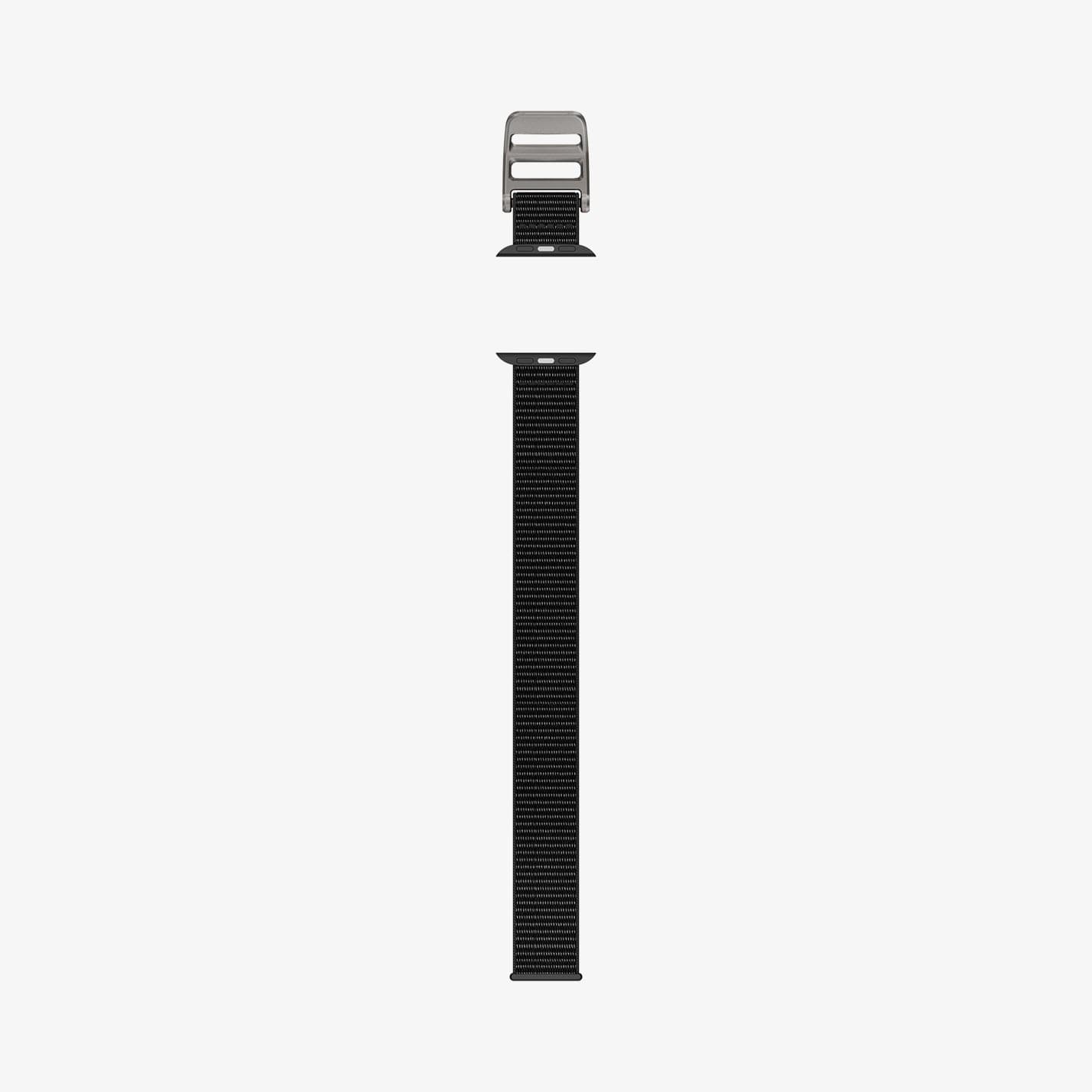 AMP02465 - Apple Watch Series (Apple Watch (49mm)/Apple Watch (45mm)/Apple Watch (42mm)) Watch Band DuraPro Flex in black showing the back of watch band laid out flat