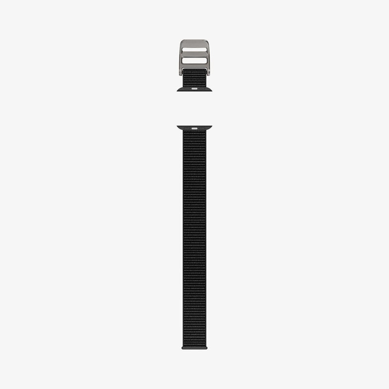 AMP02465 - Apple Watch Series (Apple Watch (49mm)/Apple Watch (45mm)/Apple Watch (42mm)) Watch Band DuraPro Flex in black showing the back of watch band laid out flat
