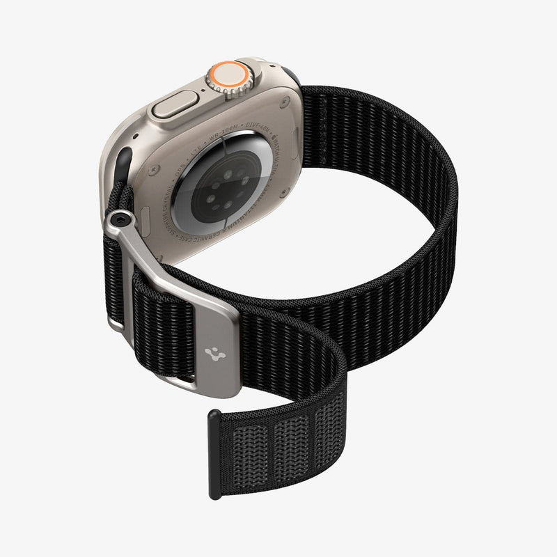 AMP02465 - Apple Watch Series (Apple Watch (49mm)/Apple Watch (45mm)/Apple Watch (42mm)) Watch Band DuraPro Flex in black showing the back and side
