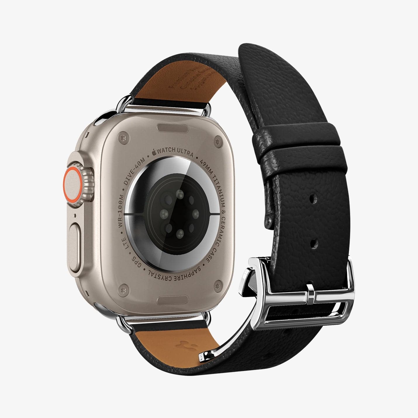 AMP06926 - Apple Watch Series (Apple Watch (49mm)/Apple Watch (45mm)/Apple Watch (42mm)) Watch Band Enzo in black showing the back