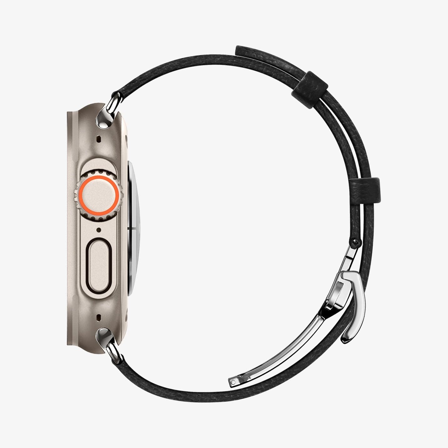 AMP06926 - Apple Watch Series (Apple Watch (49mm)/Apple Watch (45mm)/Apple Watch (42mm)) Watch Band Enzo in black showing the side
