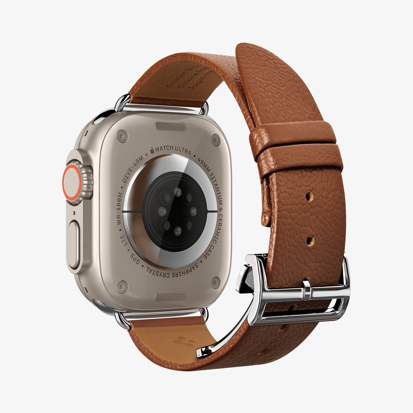 AMP06927 - Apple Watch Series (Apple Watch (49mm)/Apple Watch (45mm)/Apple Watch (42mm)) Watch Band Enzo in classic brown showing the back