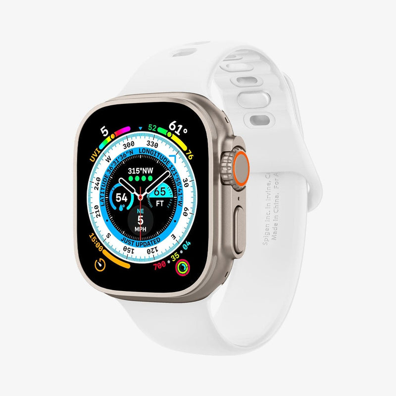 062MP25402 - Apple Watch Series (Apple Watch (49mm)/Apple Watch (45mm)/Apple Watch (42mm)) in white showing the front and inside of band