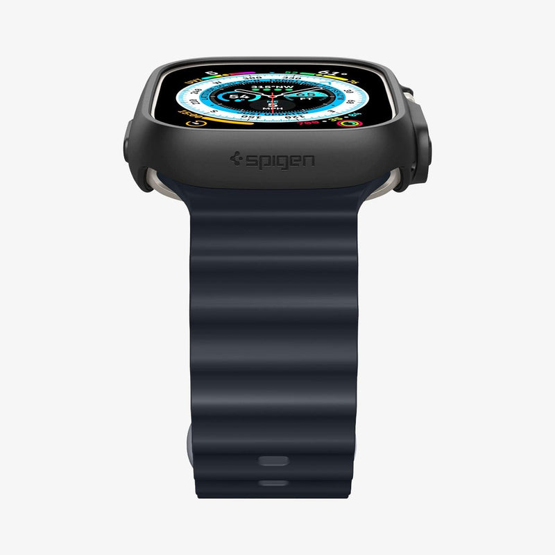 ACS05458 - Apple Watch Ultra (Apple Watch (49mm)) Case Thin Fit in black showing the bottom and front
