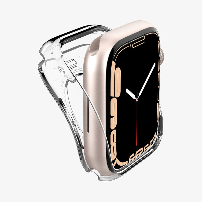 ACS04195 - Apple Watch Series (Apple Watch (41mm)) Case Liquid Crystal in crystal clear showing the case being installed onto the watch face