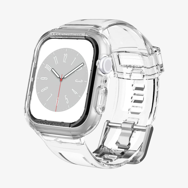 ACS02006 - Apple Watch Series (Apple Watch (45mm)) Case Liquid Crystal Pro in crystal clear showing the front and inside of band