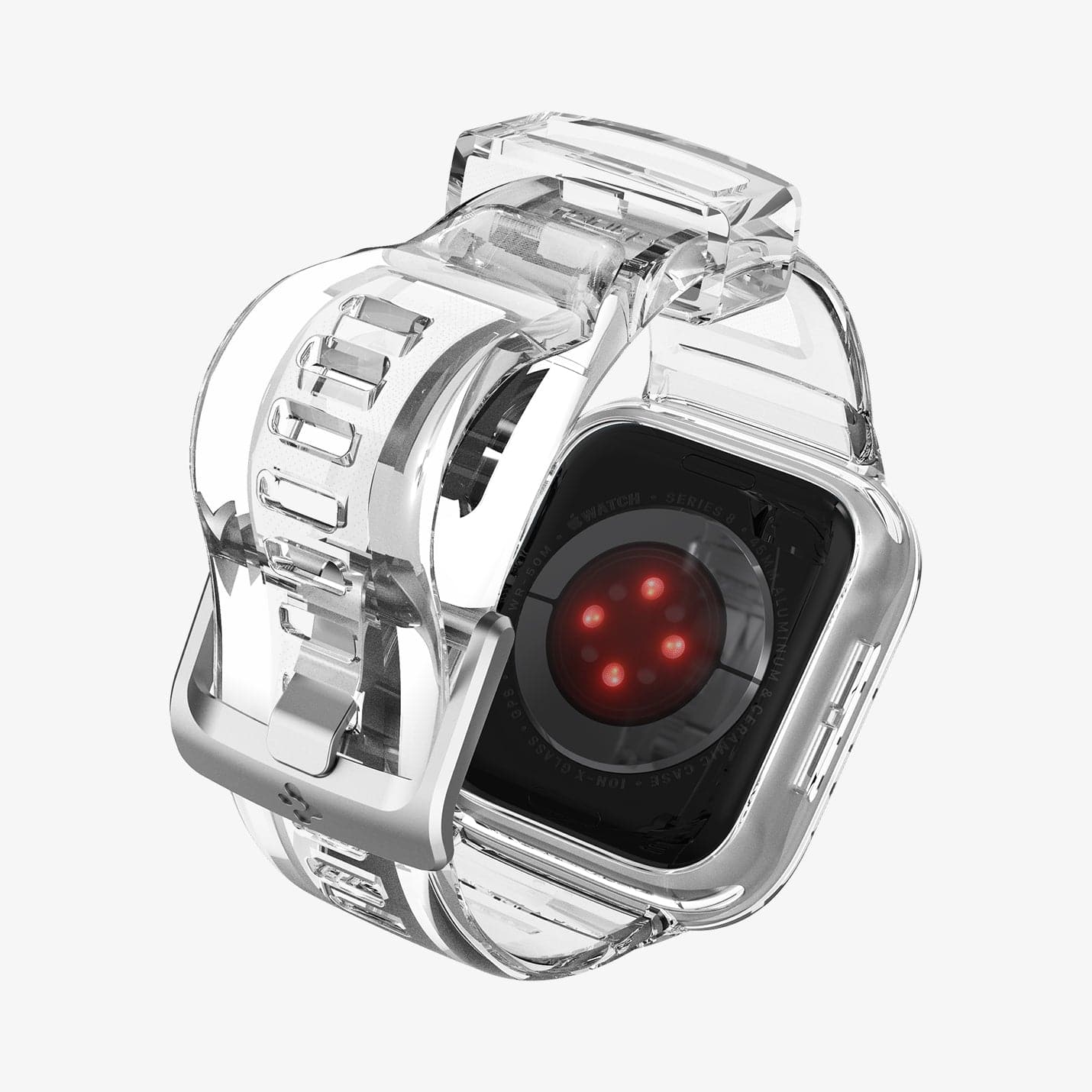 ACS02006 - Apple Watch Series (Apple Watch (45mm)) Case Liquid Crystal Pro in crystal clear showing the back and inside of band