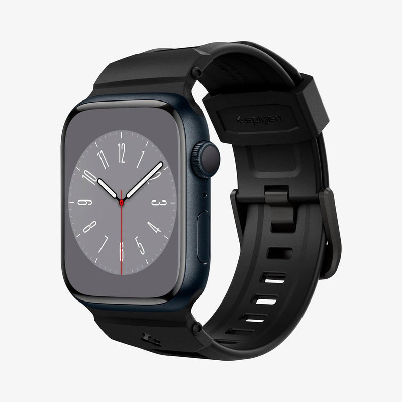 AMP02855 - Apple Watch Series (Apple Watch (41mm)/Apple Watch (38mm)) in matte black showing the front and inside of band
