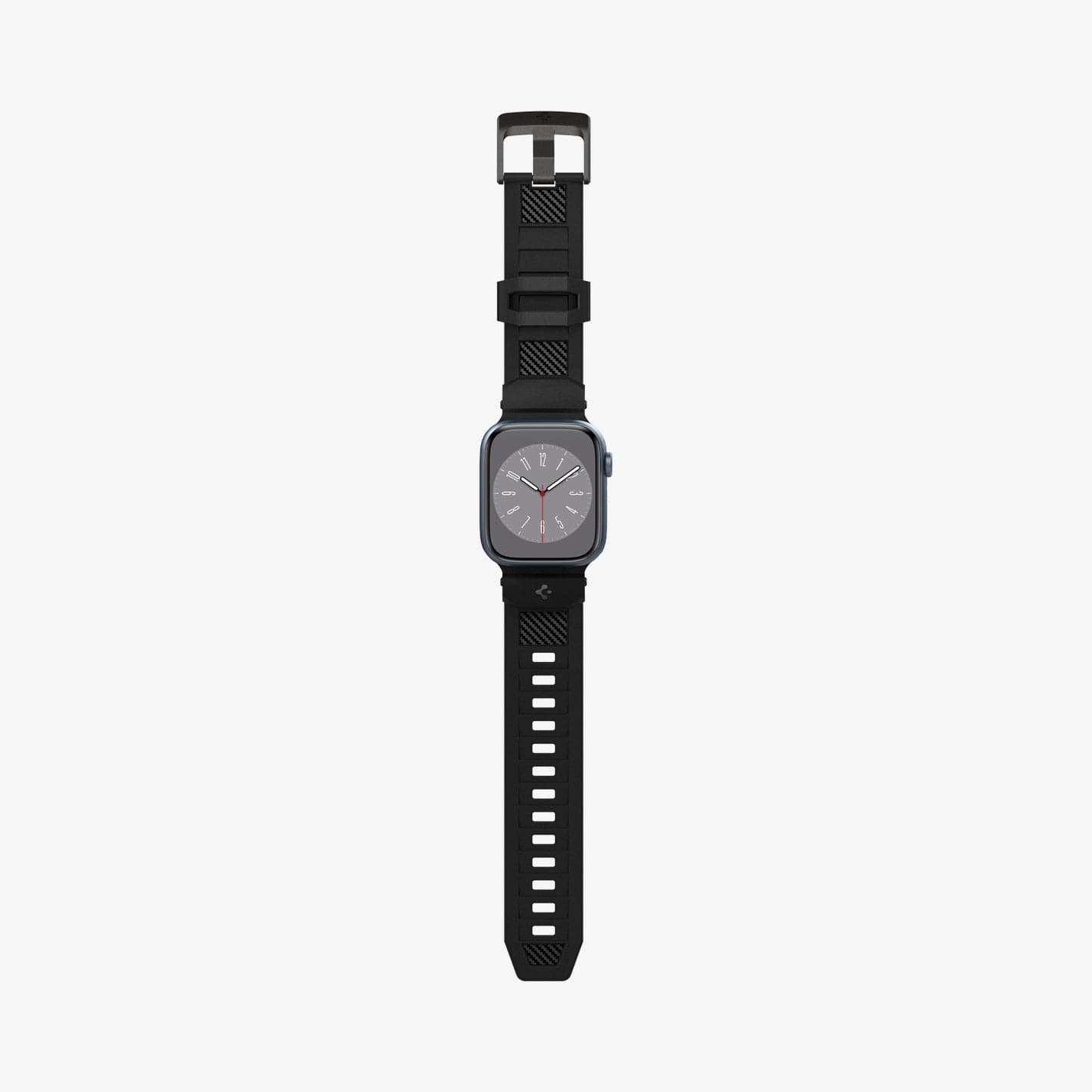 AMP02855 - Apple Watch Series (Apple Watch (41mm)/Apple Watch (38mm)) in matte black showing the front with watch band laid out flat