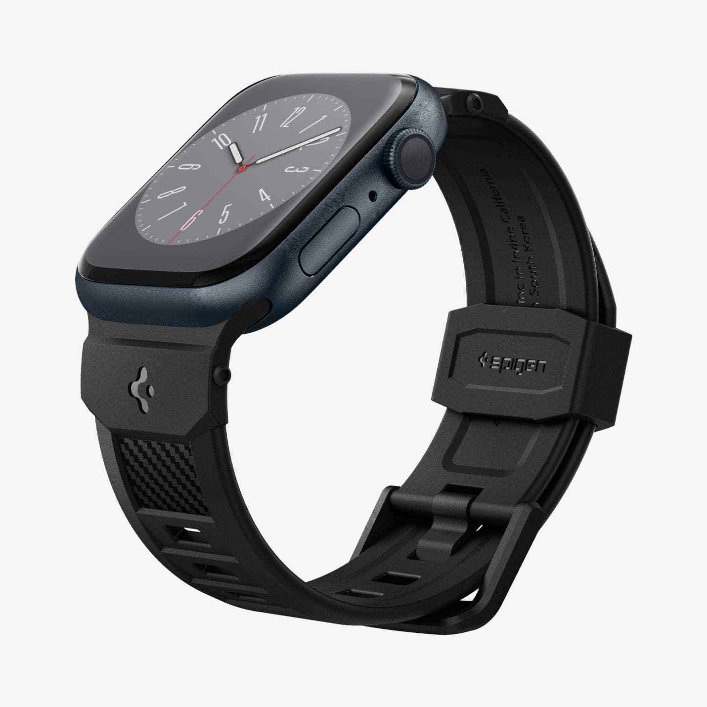 AMP02855 - Apple Watch Series (Apple Watch (41mm)/Apple Watch (38mm)) in matte black showing the front, side and inside of band