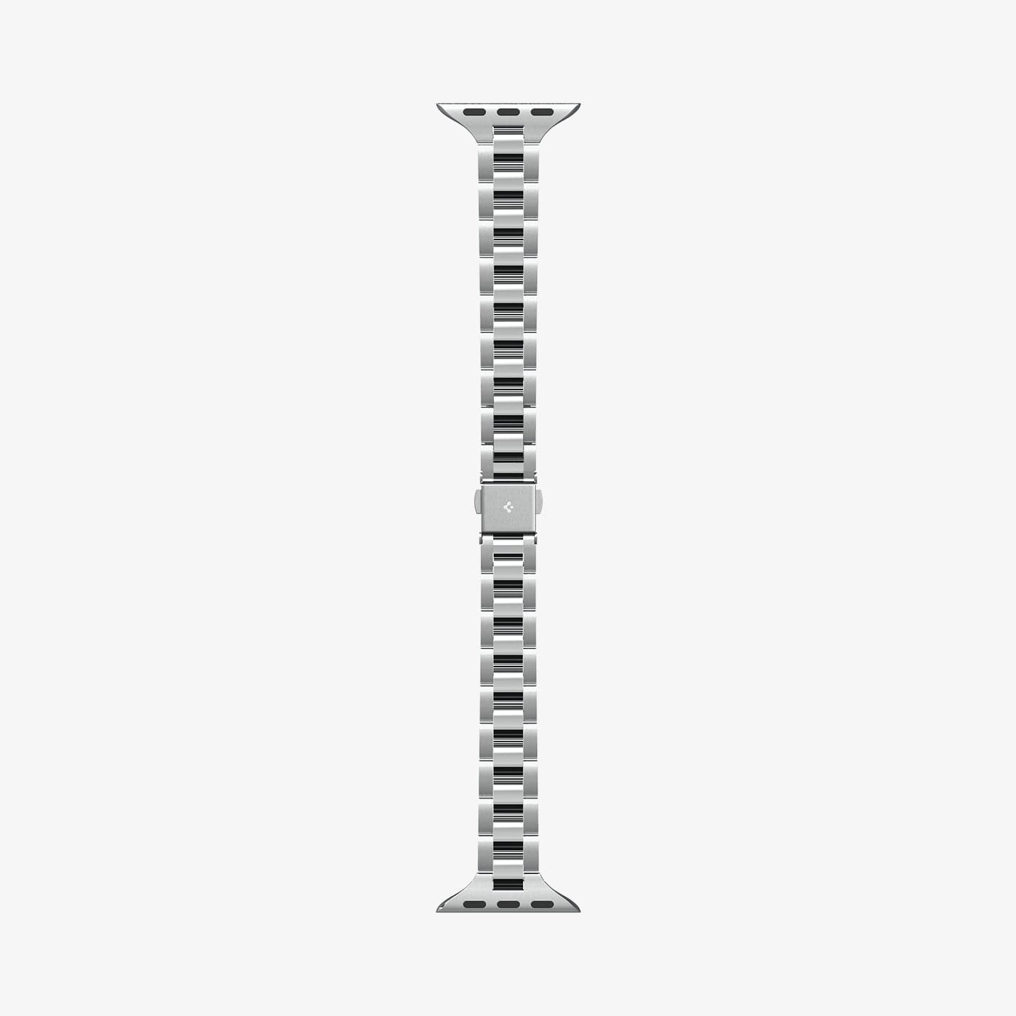 AMP06357 - Apple Watch (41mm) Modern Fit 316L Band in Silver showing the sides of the watch strap laid out flat