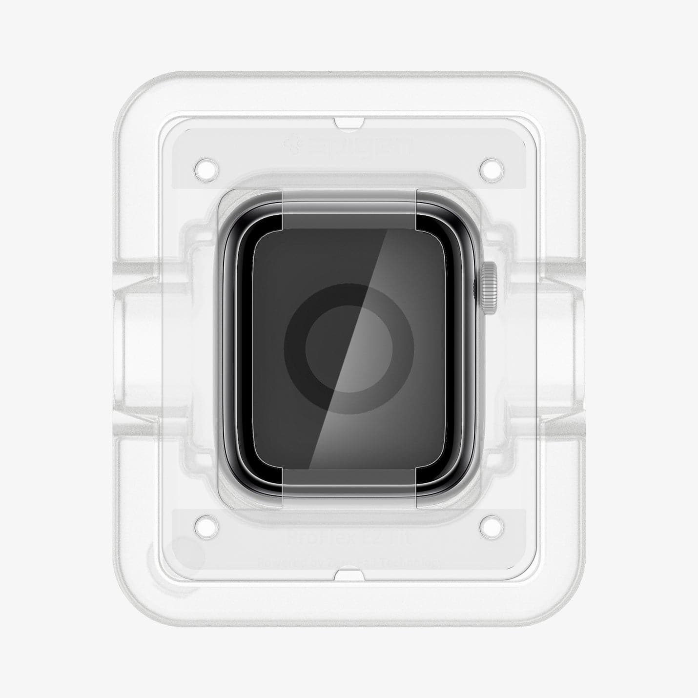 AFL00922 - Apple Watch (44mm) Screen Protector ProFlex EZ Fit in Clear showing the front with watch face installed in ez fit tray