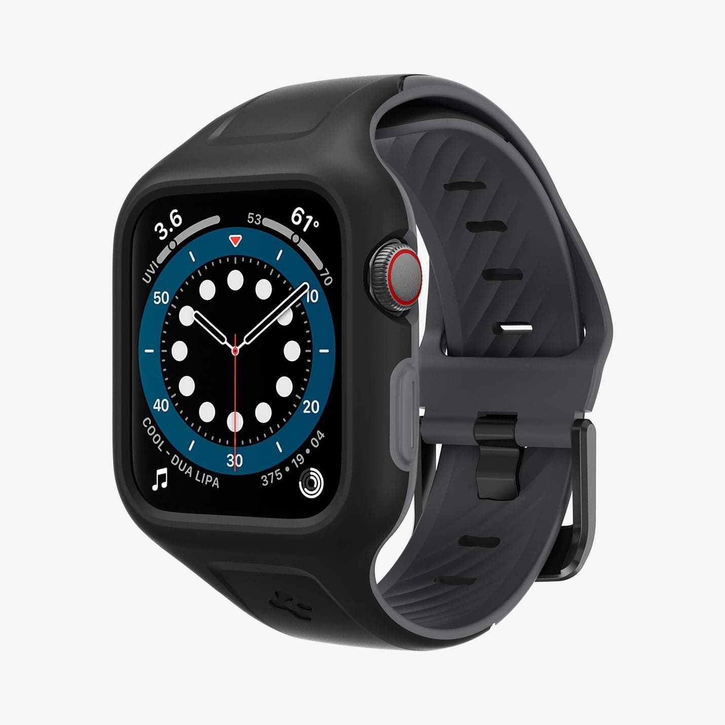 AMP02020 - Apple Watch (40mm) Liquid Air Pro in Black showing the front, side and inner bottom