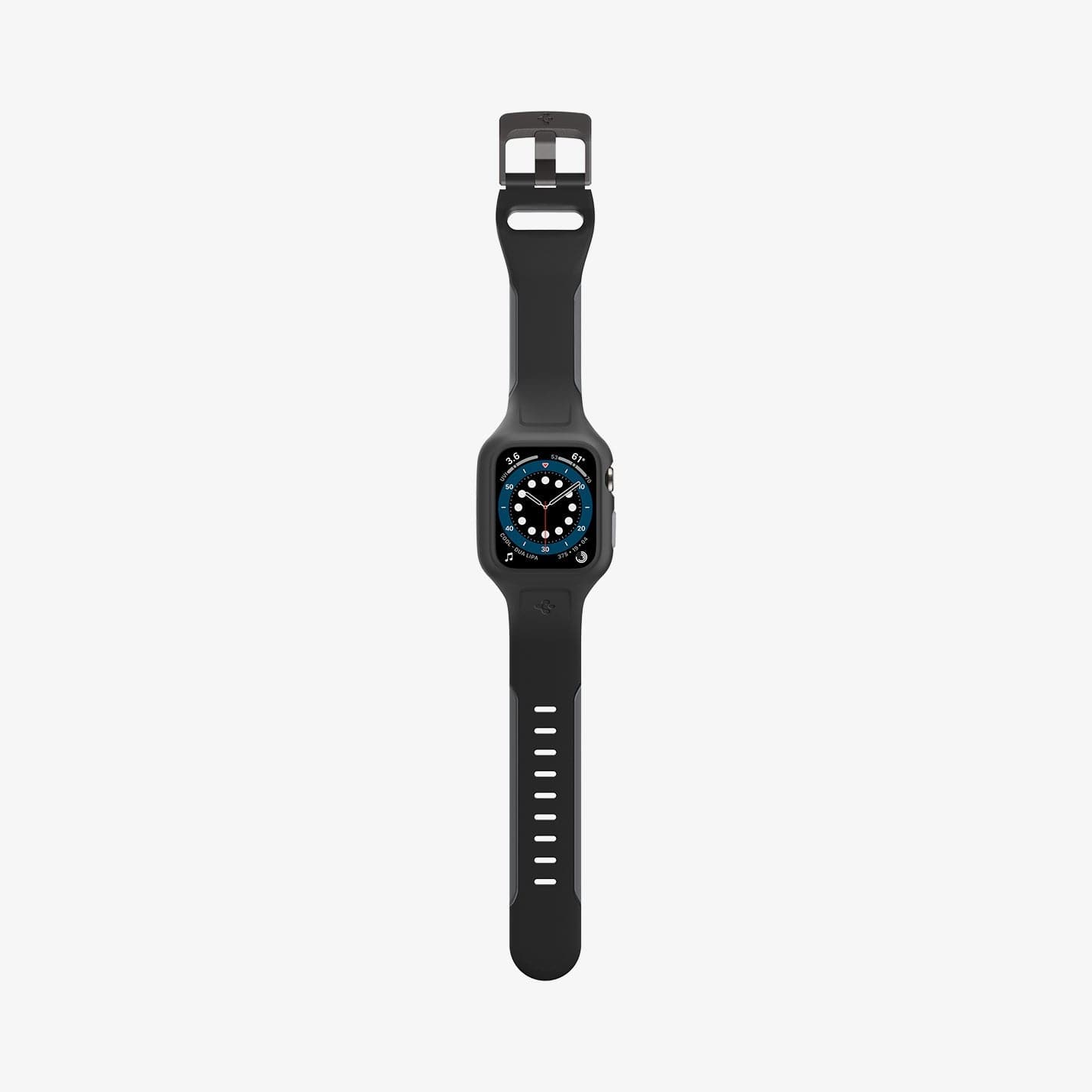 AMP02020 - Apple Watch (40mm) Liquid Air Pro in Black showing the front and side laid-out flat