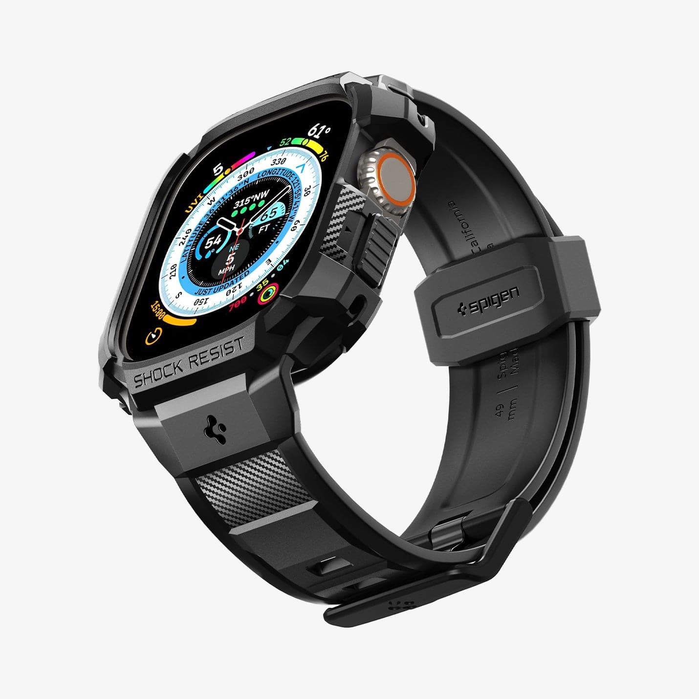 ACS05460 - Apple Watch Series (Apple Watch (49mm)) in matte black showing the front, bottom and side