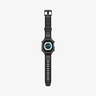 ACS05460 - Apple Watch Series (Apple Watch (49mm)) in matte black showing the front with watch band laid out flat