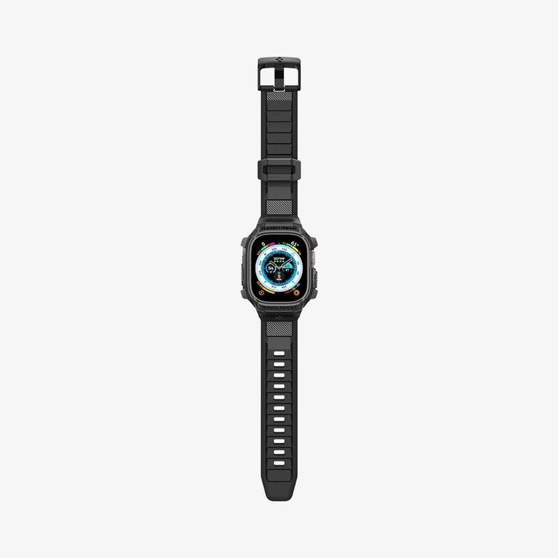 ACS05460 - Apple Watch Series (Apple Watch (49mm)) in matte black showing the front with watch band laid out flat