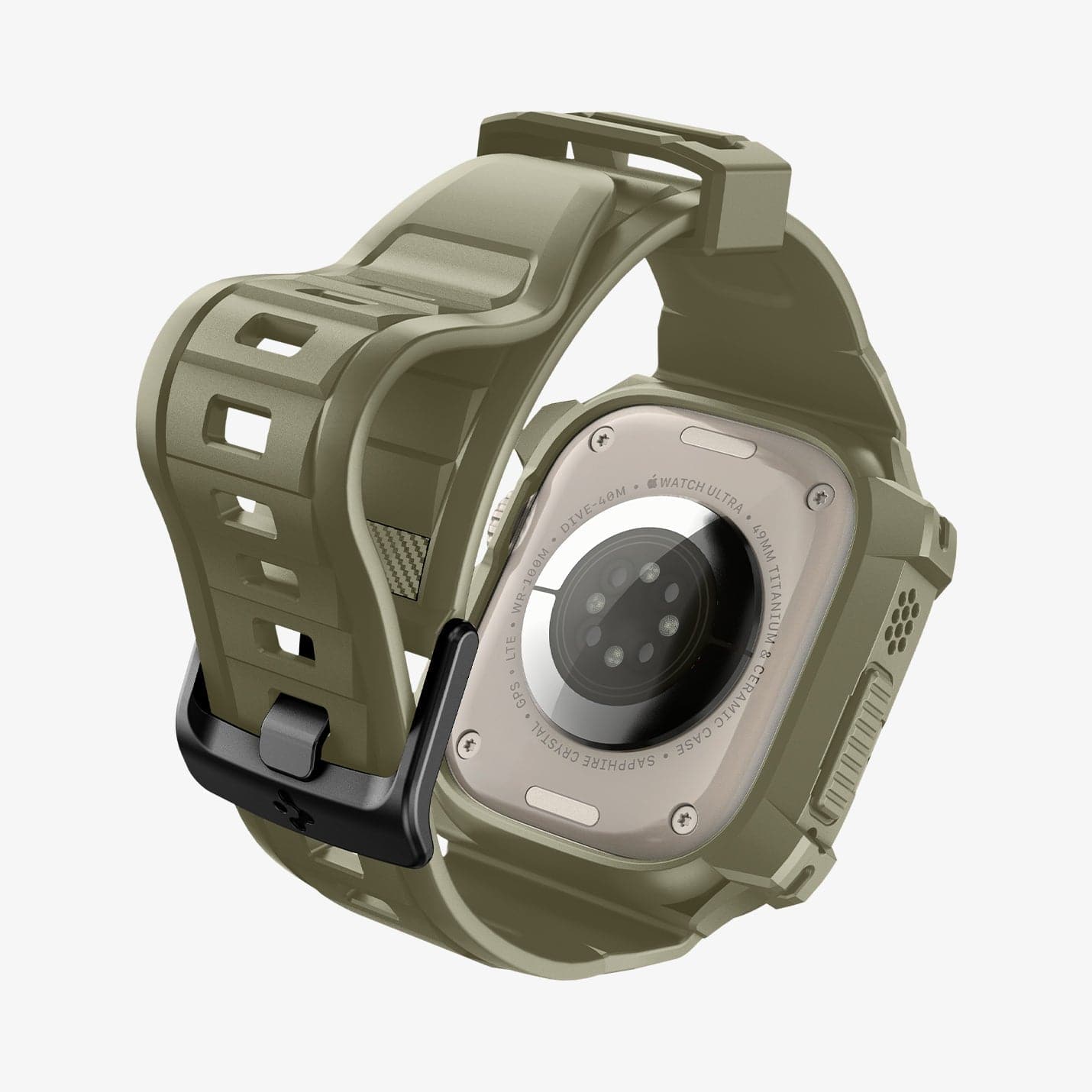 ACS05915 - Apple Watch Series (Apple Watch (49mm)) in vintage khaki showing the back and inside of band